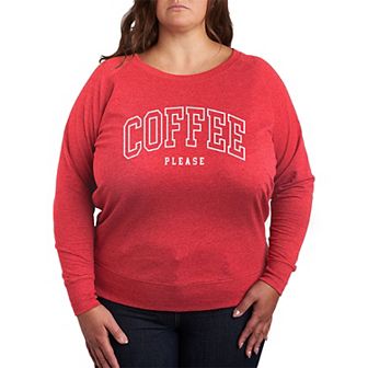 Plus Size Collegiate Coffee Please French Terry Long Sleeve Tee