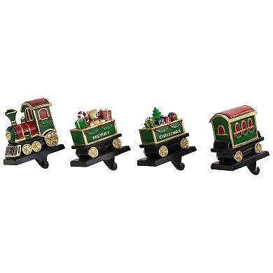 Set of 4 Merry Christmas Train Stocking Holders 4.75"