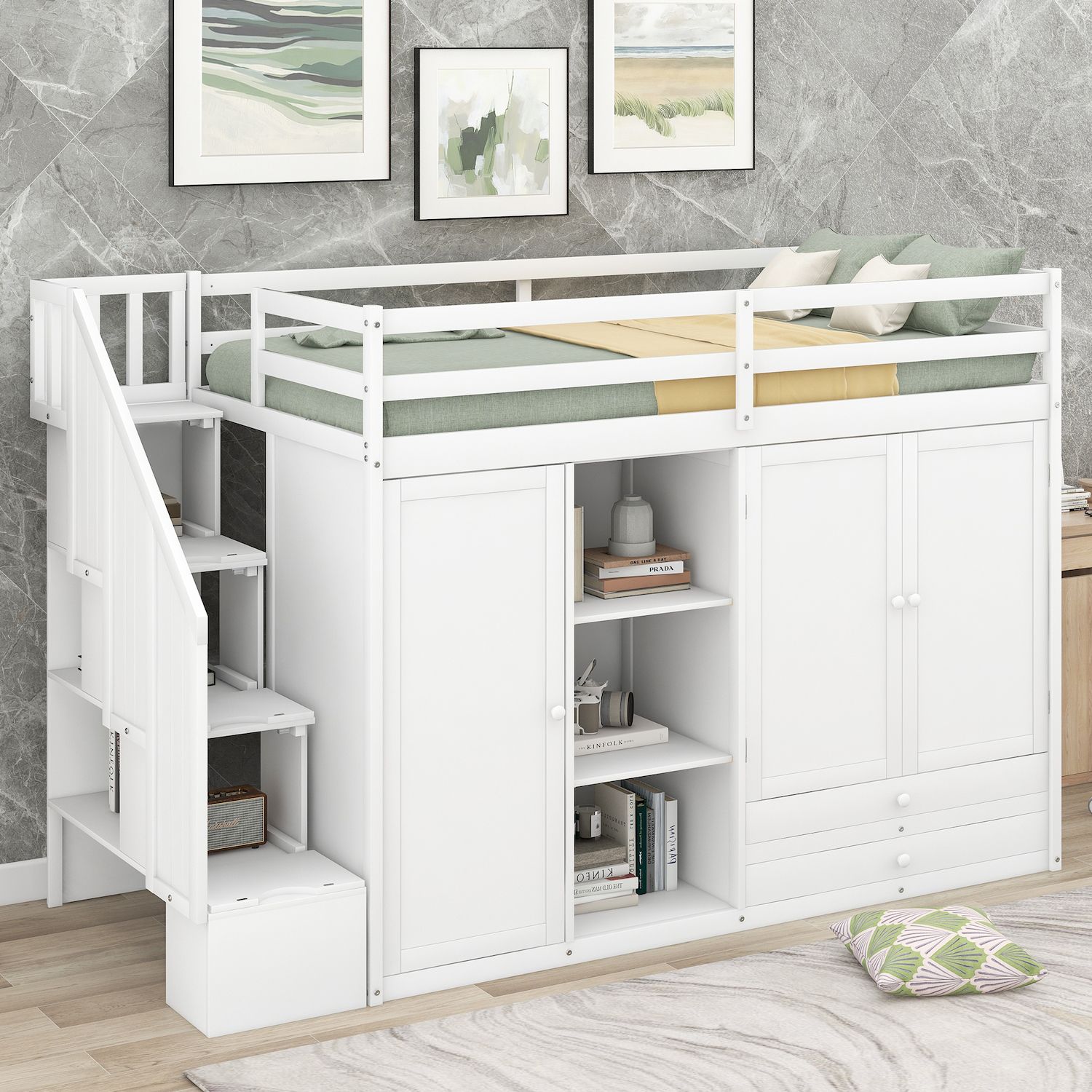 Merax Twin Size Functional Loft Bed