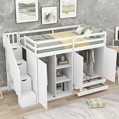 Merax Twin Size Functional Loft Bed