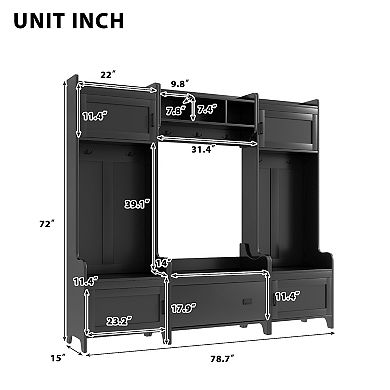 Merax Modern Style 4-in-1 Multiple Functions Hallway Coat Rack