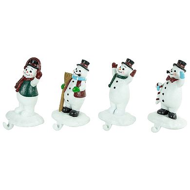 Set of 4 Glittered Snowman Christmas Stocking Holders 6.75"