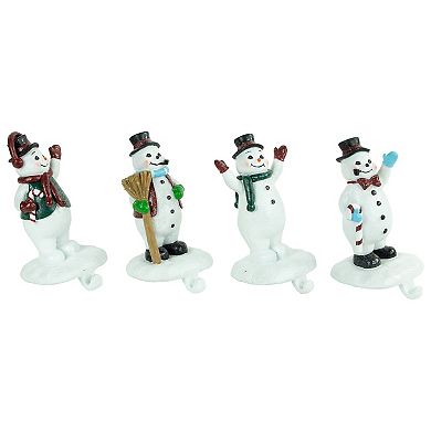 Set of 4 Glittered Snowman Christmas Stocking Holders 6.75"