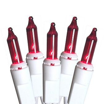 50-Count Red Everglow Steady Mini Christmas Light Set 9 ft White Wire
