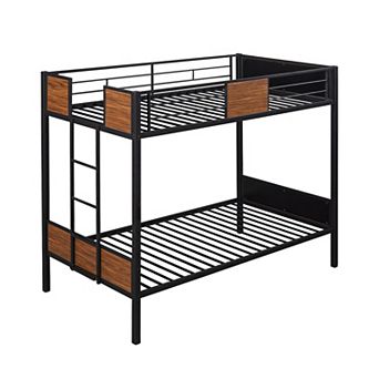 Merax Twin-over-Twin Bunk Bed, Steel Frame Bunk Bed