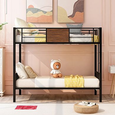 Merax Twin-over-Twin Bunk Bed, Steel Frame Bunk Bed