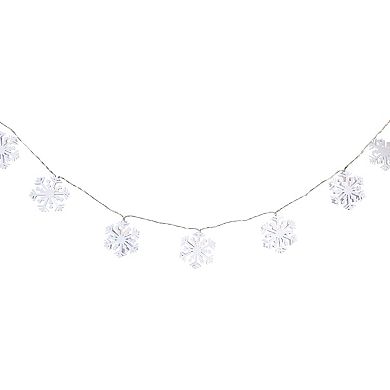 10 B/O White Snowflake LED Warm White Christmas Lights - 4.5 ft Clear Wire