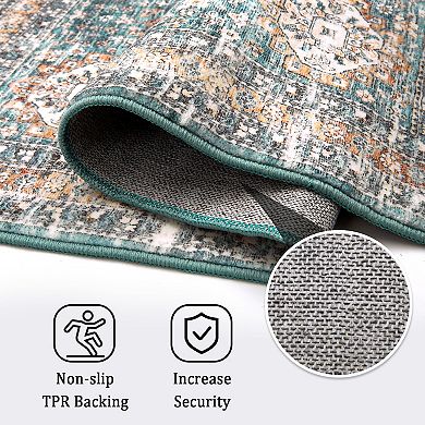Garvee Traditional Rectangle Area Rug Washable Distressed Throw Carpet