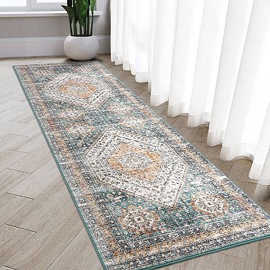 Garvee Traditional Rectangle Area Rug Washable Distressed Throw Carpet