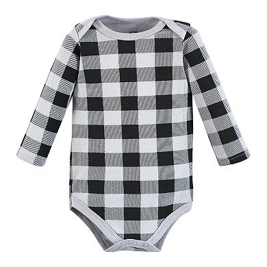 Infant Boy Cotton Long-sleeve Bodysuits, Baby Bear Gray Black 5-pack, 12-18 Months