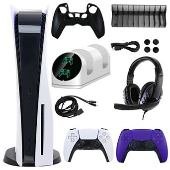 PS5 Core with Extra Purple Dualsense Controller and Accessories Kit