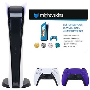 PS5 Digital Console with Extra Purple Dualsense Controller and Skins Voucher