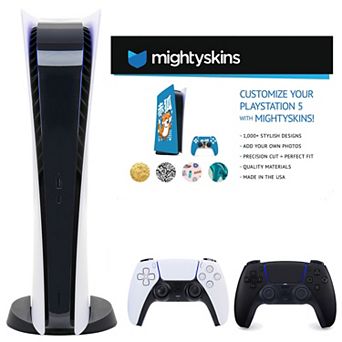 PS5 Digital Console with Extra Black Dualsense Controller and Skins Voucher