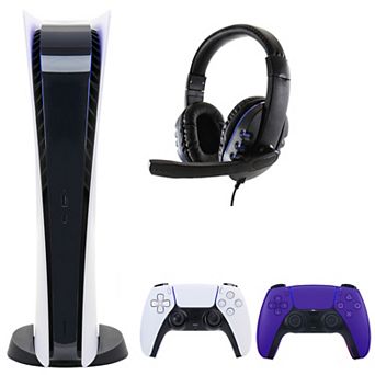 PS5 Digital Console with Extra Purple Dualsense Controller and Universal Headset