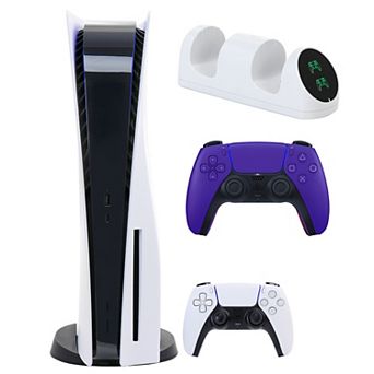 PS5 Core with Extra Purple Dualsense Controller and Dual Charging Dock