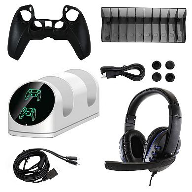 PS5 Digital Console with Extra Black Dualsense Controller and Accessories Kit
