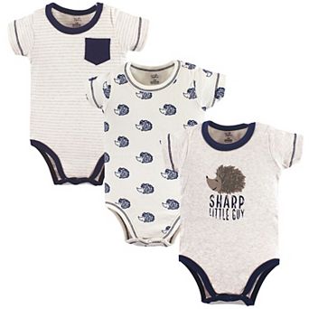 Touched by Nature Baby Boy Organic Cotton Bodysuits 3 pk Hedgehog, 6-9 Months