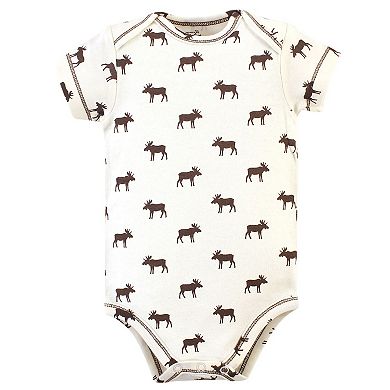 Touched by Nature Baby Boy Organic Cotton Bodysuits 5pk, Moose, 6-9 Months