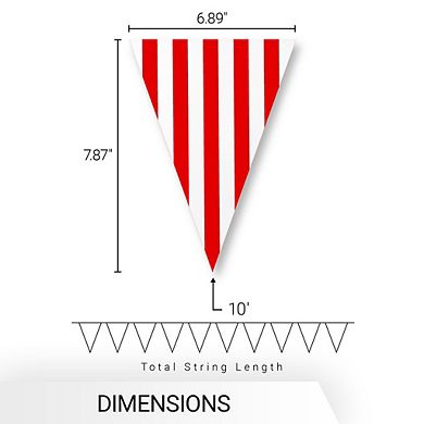 G128 7x8 In Flags On 9.8 Ft String, Printed American Star And Stripe Pennant String Flag