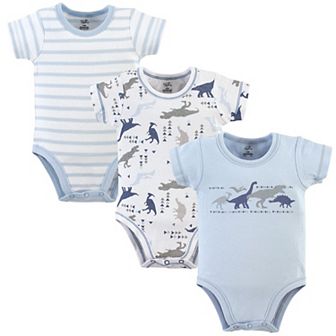 Touched by Nature Baby Boy Organic Cotton Bodysuits 3 pk Dino, 6-9 Months