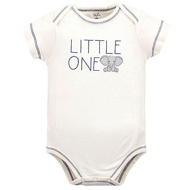 Touched by Nature Baby Boy Organic Cotton Bodysuits 5pk, Elephant, 0-3 Months