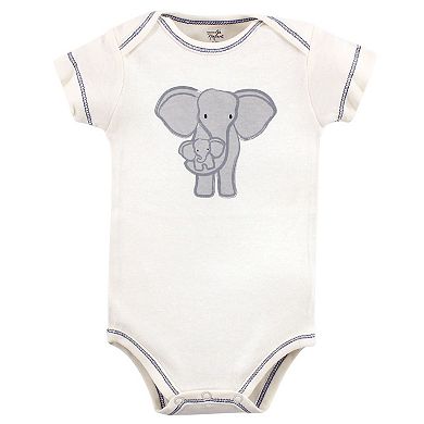 Touched by Nature Baby Boy Organic Cotton Bodysuits 5pk, Elephant, 0-3 Months
