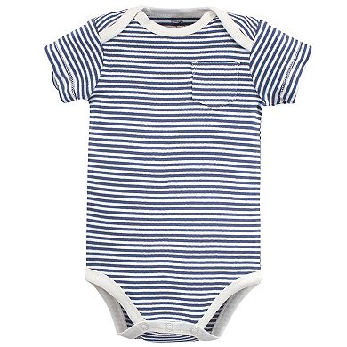 Touched by Nature Baby Boy Organic Cotton Bodysuits 5pk, Elephant, 0-3 Months