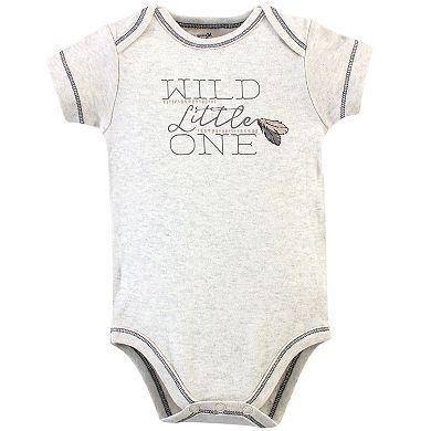 Touched by Nature Baby Boy Organic Cotton Bodysuits 5pk, Boho Fox, 6-9 Months