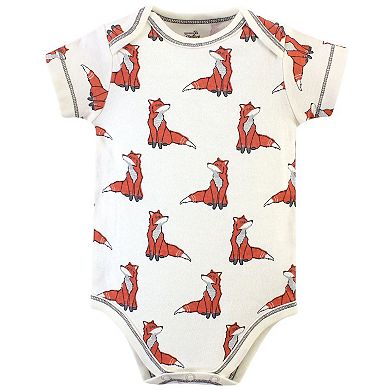 Touched by Nature Baby Boy Organic Cotton Bodysuits 5pk, Boho Fox, 6-9 Months