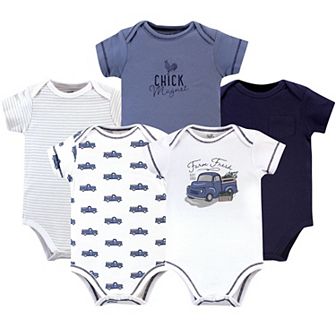 Touched by Nature Baby Boy Organic Cotton Bodysuits 5 pk Truck, 0-3 Months