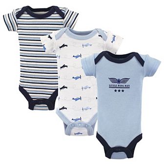 Luvable Friends Baby Boy Cotton Preemie Bodysuits 3 pk Airplane