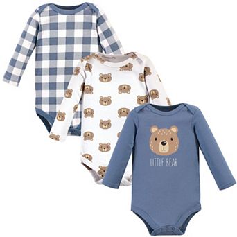 Hudson Baby Infant Boy Cotton Long-Sleeve Bodysuits 3 pk Little Bear, 9-12 Months