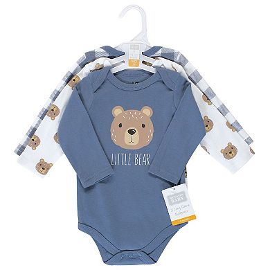 Hudson Baby Infant Boy Cotton Long-Sleeve Bodysuits 3pk, Little Bear, 9-12 Months