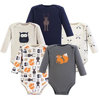 Infant Boy Cotton Long-sleeve Bodysuits 5 pk