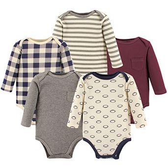 Infant Boy Cotton Long-sleeve Bodysuits 5 pk
