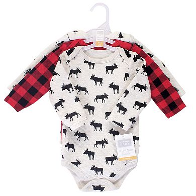 Infant Boy Quilted Long-sleeve Cotton Bodysuits 3pk