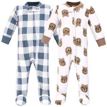 Hudson Baby Infant Boy Fleece Zipper Sleep and Play 2 pk Little Bear, 6-9 Months