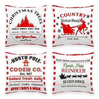 G128 Christmas Farmhouse Cookie Waterproof Pillow Covers, Set Of 4