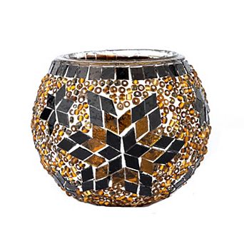 3.4 in Handmade Mosaic Glass Votive Candle Holder