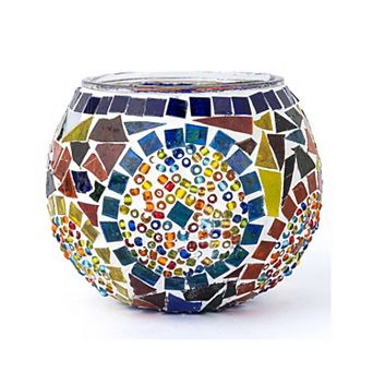 3.4 in Handmade Mosaic Glass Votive Candle Holder