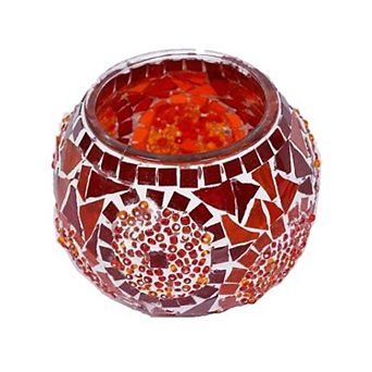 3.4 in Handmade Mosaic Glass Votive Candle Holder