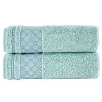 Textile Plaid Turkish Cotton Bath Towels (Set of 2)