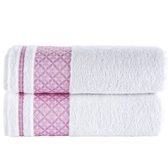 Textile Plaid Turkish Cotton Bath Towels (Set of 2)