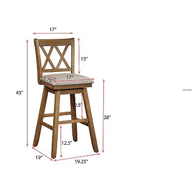 Brookline 37.5 in. High Back Wood 24 in. Bar Stool