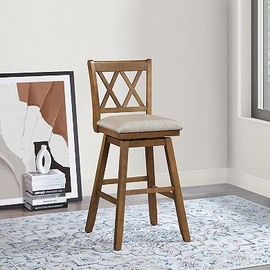 Brookline 37.5 in. High Back Wood 24 in. Bar Stool