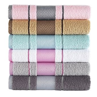 Textile Multicolor Fishbone Turkish Cotton Face/Hand/Hair Bath Towels (Set of 6)