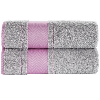 Textile Fishbone Turkish Cotton Bath Towels (Set of 2)