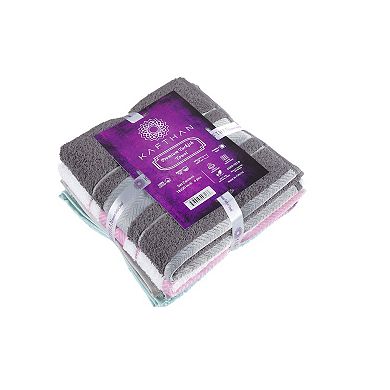 Textile Multicolor Fishbone Turkish Cotton Face/Hand/Hair Bath Towels (Set of 4)