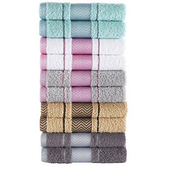 Textile Multicolor Fishbone Turkish Cotton Washcloths (Set of 10)