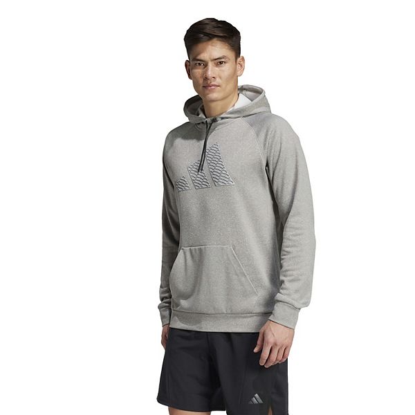 Men's adidas Game and Go Training Big Logo Hoodie - Medium Gray Heather (L)